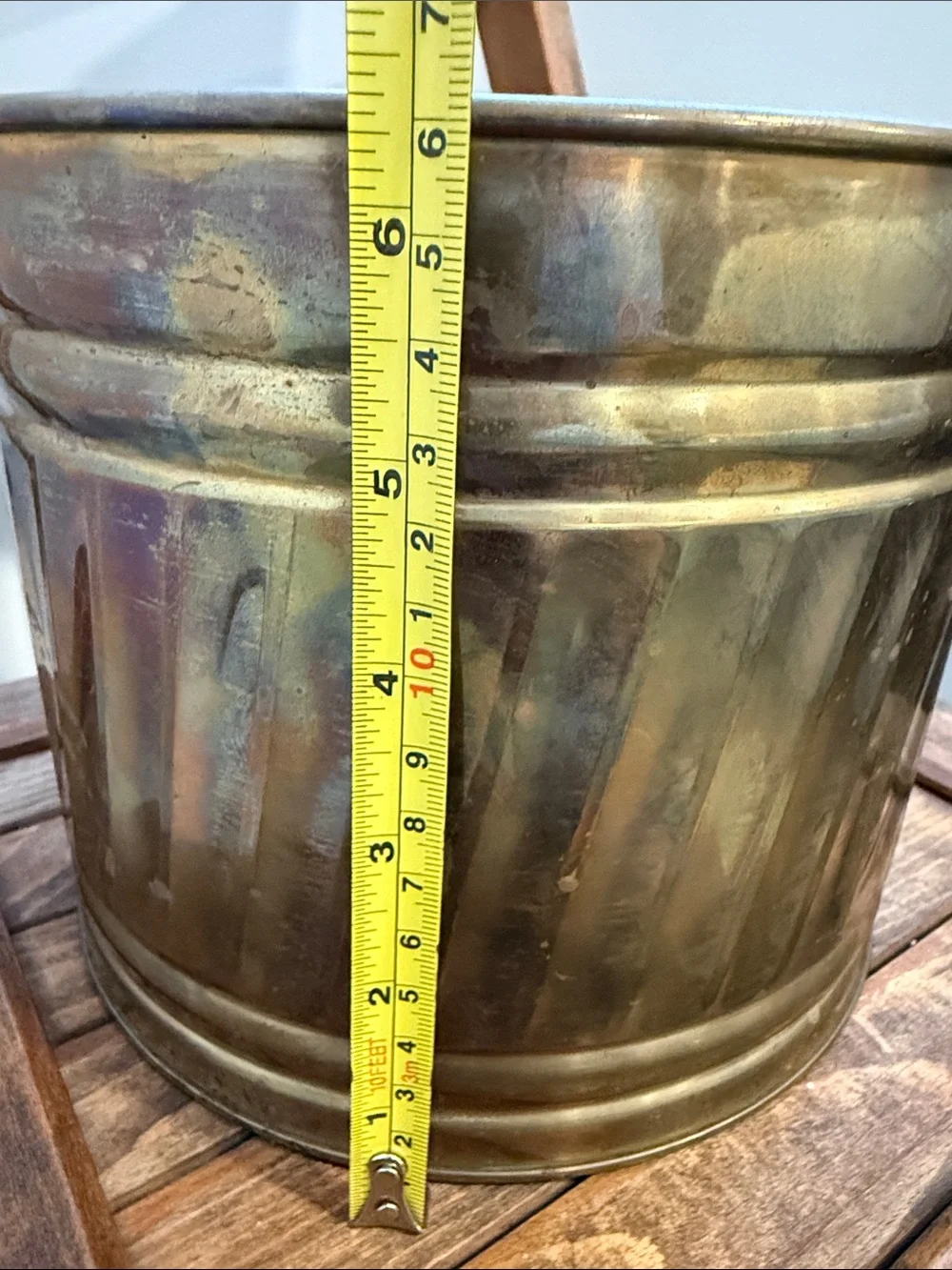 Vintage Brass Planter Cachepot Fluted  Ribbed Made in Taiwan Lightweight